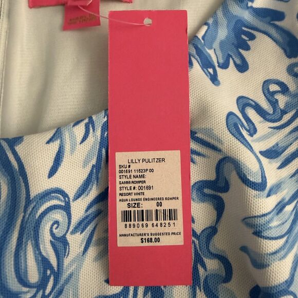 Lilly Pulitzer Women's Size 00 Aqua Longue Engineered Sammi Romper NWT - Picture 7 of 8